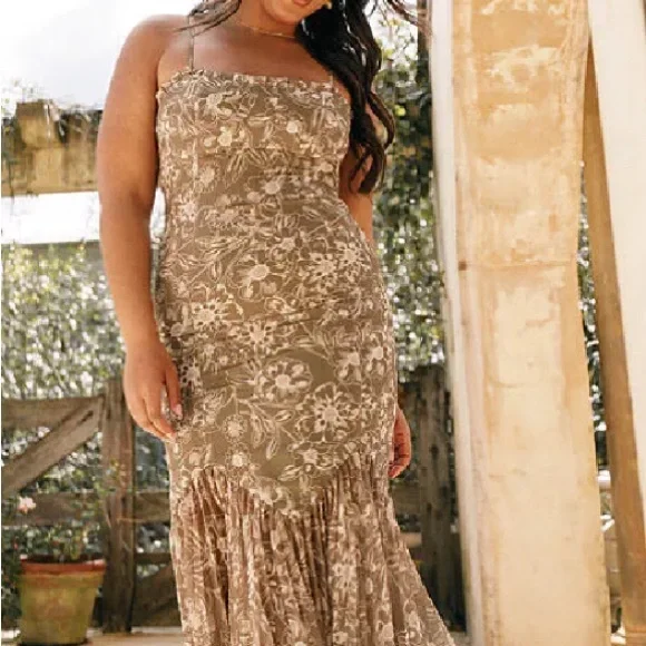 Petal & Pup Beige Floral Maxi Dress - Picture 1 of 2